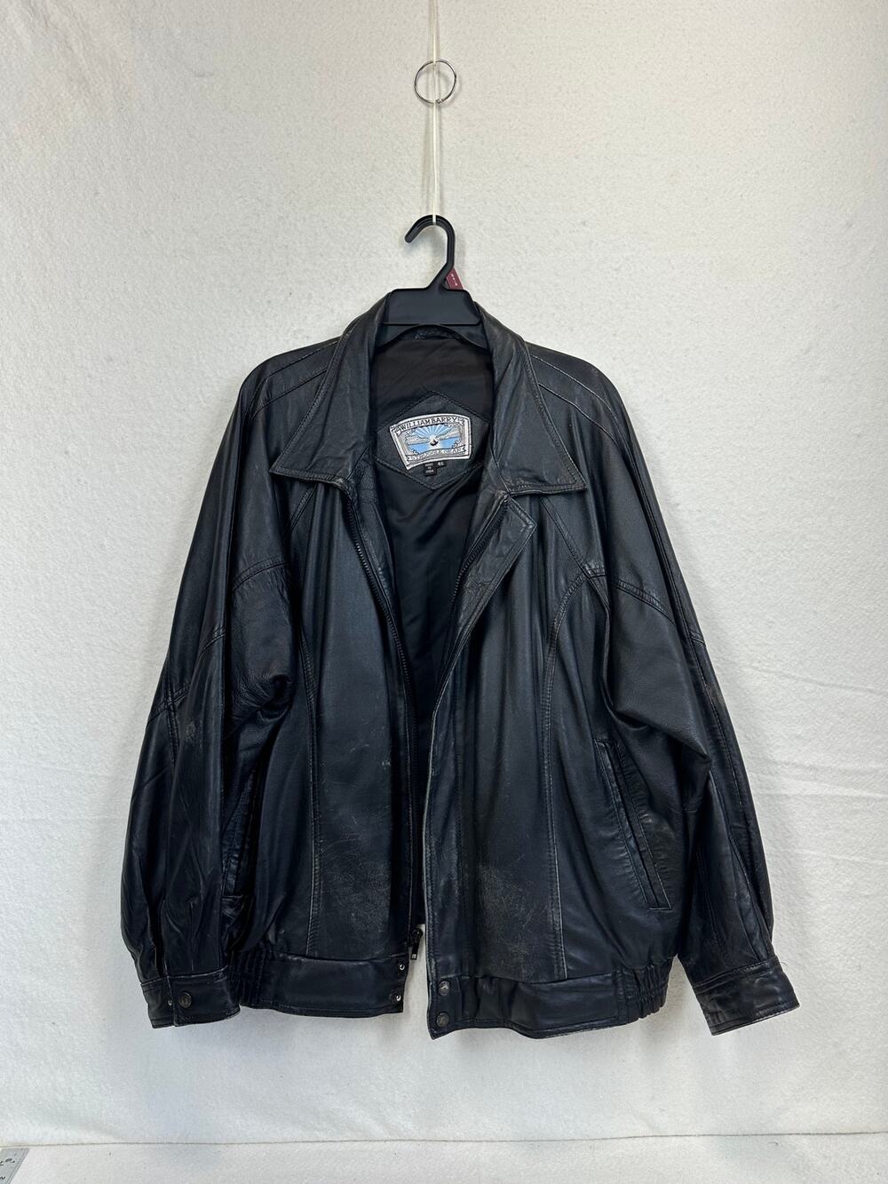 William Barry Struggle Gear Vintage 90's Black Leather Jacket SZ 46 (XL)